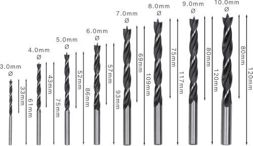 Bosch Professional 2607010533 Set Punte Elicoidali Per Legno, Grigio, Set 8 Pezzi, Ø 3-10 Mm - 3