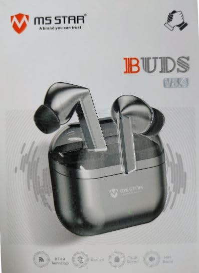 Image of MS Star- Buds HI-FI True Wireless Bluetooth 5.4 Earbuds with Mic, Touch Control & Charging Case