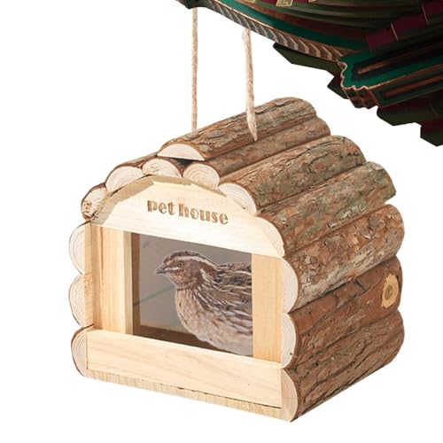 ハング木製巣箱、木製鳥の巣箱 - 鳥用屋外巣箱,庭、中庭、バルコニー用の木製鳥の巣鳥の飼育箱