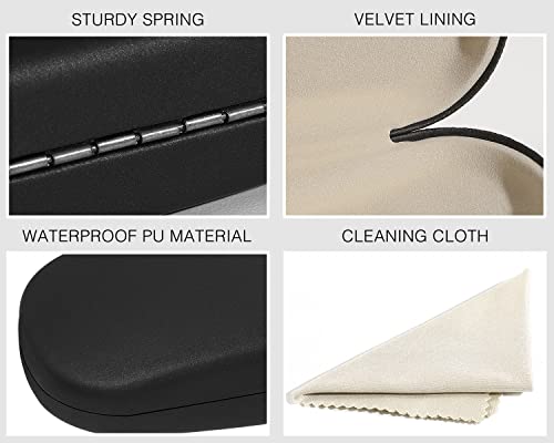 Moko Hard Shell Eye Glasses Case With Cloth, Pu Leather Protective Eyeglasses Cases Storage Organizer Travel For Men Women, Black #TOP2