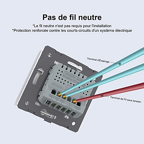Interruptor de cristal templado LIVOLO con panel táctil y luz LED guía 7