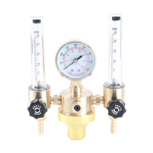 Marhynchus Double-Tube Argon Regulator Flowmeter Wx-562 Gas Pressure Reducer G5 / 8 External Thread Welding (WX-562-5/8 External teeth)
