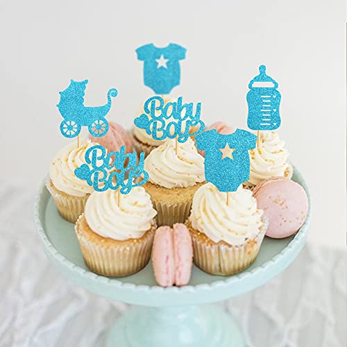 Keaziu 36 Pack Baby Shower Cupcake Toppers Boy Baby Cupcake Toppers Baby Shower Cake Cupcake Toppers Picks For Birthday Boy Party Decorations #TOP2