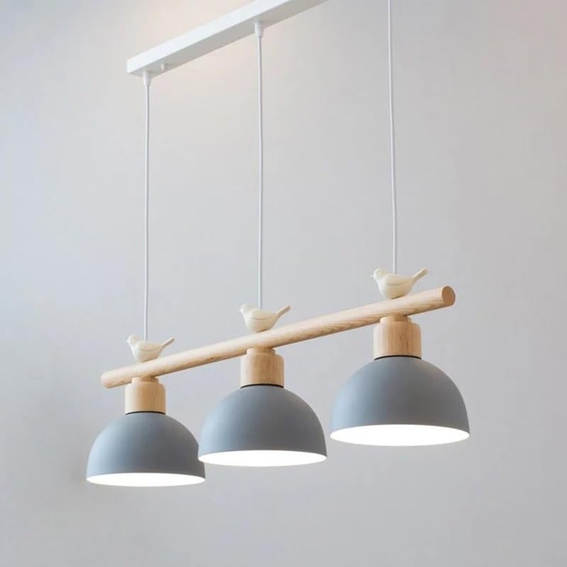 Suspension oiseau design scandinave gris, luminaire idéal de salle à manger