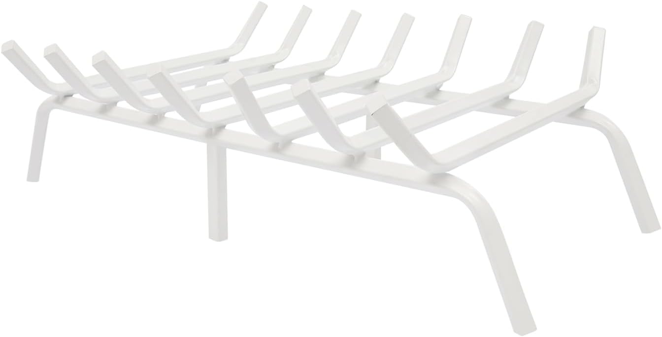 Fireplace Grate, 24 Inch Firewood Log Holder Rack, Heavy Duty Fireplace Log Holder, Fire Wood Stove Grates for Indoor Outdoor Camping Fireplace Accessories Tools(White)