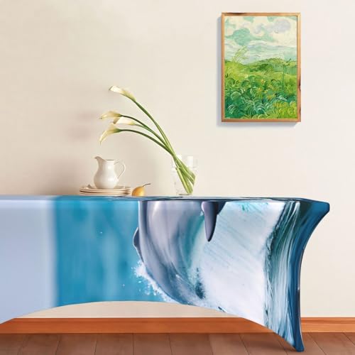 Nappe motif dauphin 1,8 m extensible contre les plis de table - 8