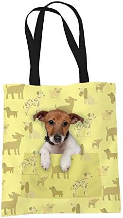 Jack Russell Terrier Gifts for Dog Lovers Owners - Reusable Shopper Shoulder Tote Bags - Cloth Fabric Gift Bag with Dogs