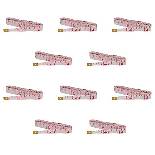 Utoolmart テープメジャー メジャー 巻尺 裁縫 測定範囲150cm 金属ヘッド付き 10個入り 自在定規 洋裁 メジャーテープ インチ センチ バスト ウエスト ソフトテープメジャー 裁縫道具 レインボーメジャー 洋裁 定規 巻き尺 携帯便利