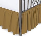 NeemKaroli Ruffled Bed Skirt with Split Corners Taupe Solid, Queen Size, 9 Inch Drop Bedskirt with...