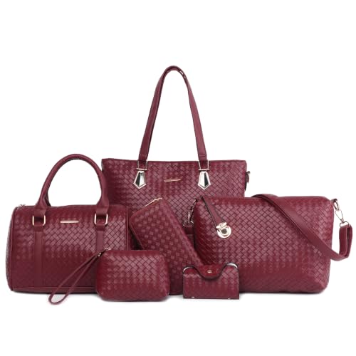 Image of OTMIPIML Purses and Handbags for Women Synthetic Leather Tote Crossbody Bags Satchel Purses Set 6pcs