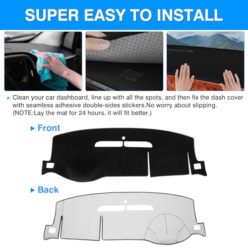 Image of Autorder Dashboard Cover Mat for 2007-2014 Chevrolet Tahoe Suburban /GMC Yukon XL&2007-2013 Chevy Avalanche Silverado 1500 2500 3500 LTZ /GMC Sierra SLT Denali Accessories Upgrade Velvet Dash Cover