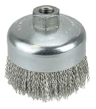 Weiler 14036 4' Crimped Wire Cup Brush, .020' Steel Fill, 5/8'-11 UNC NUT, Made in the USA