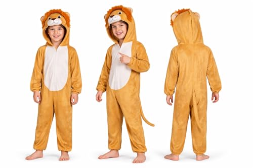 Image of Raj Costume Animal Fancy Dress Costume for Boys & Girls | Hooded Full Body Wildlife Zoo Animal Jumpsuit | Soft Costume for School Function, Fancy Dress, Halloween, Birthday, Cosplay & Role Play