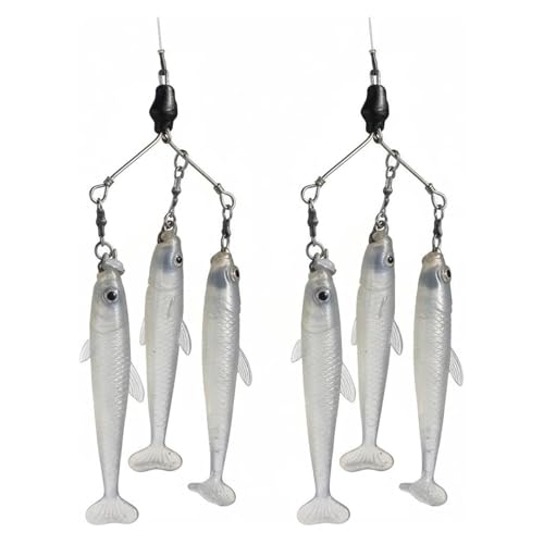Handcrafted Mini Alabama Rig, Multi-Arm Baitfish School Fishing Lure, Compact Umbrella Rig for Bass, Durable Wire Frame with Realistic Swimbait for Freshwater Fishing (2pcs)