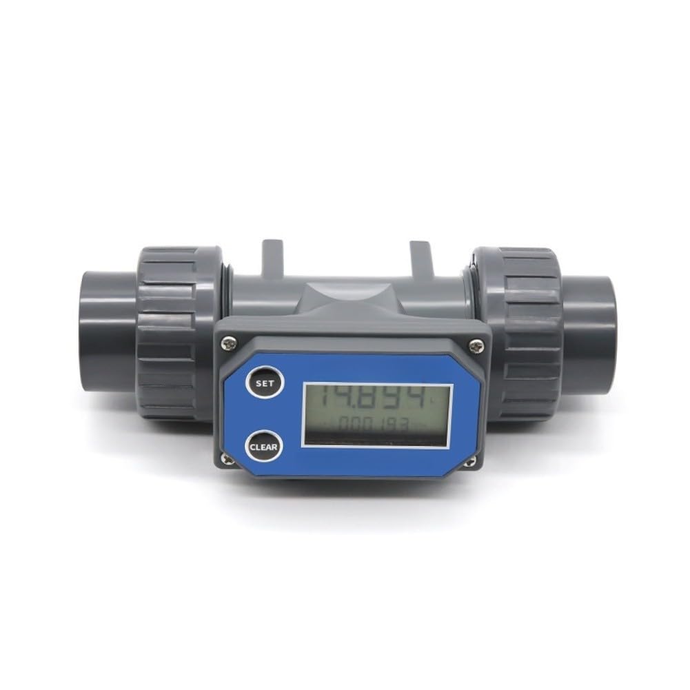 DN25 Medidor de flujo digital con pantalla LCD, sensor de turbina para agua 20-280L/min, ±5% de precisión, PVC nailon hasta 2,0 MPA, para riego de estanques industriales