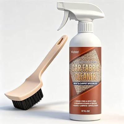 VICBTZT Car Seat & Carpet Cleaner, No-Rinse Interior Fabric & Upholstery Cleaner for Headliners & Floor Mats, Stain & Odor Remover for Coffee, Food Spills & Pet Messes, Auto Detailing Kit with Brush