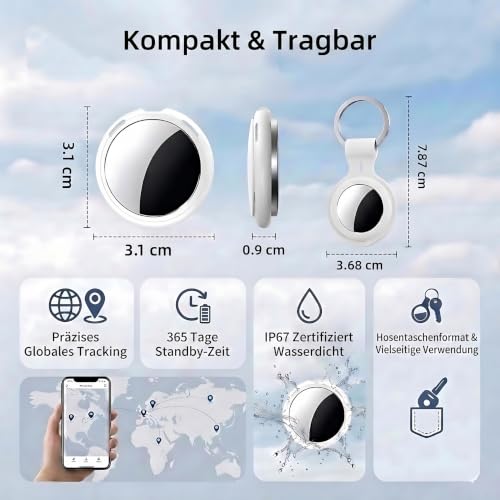 4er-Pack Tracker Tags [Apple MFi-Zertifiziert] for Apple Find My (nur iOS) – Ansicht 7