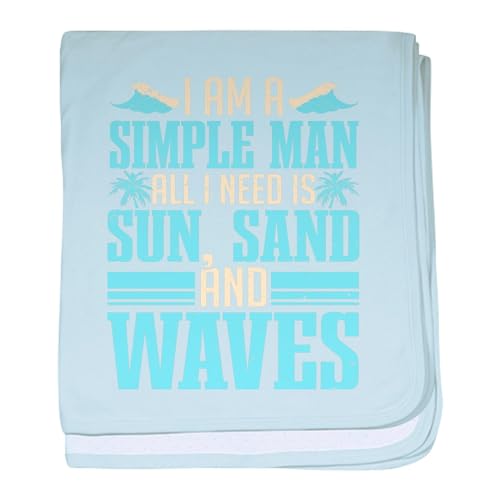 CafePress Surfer All I Need is Sun, Sand Waves Baby Blanket, Super Soft Newborn Swaddle