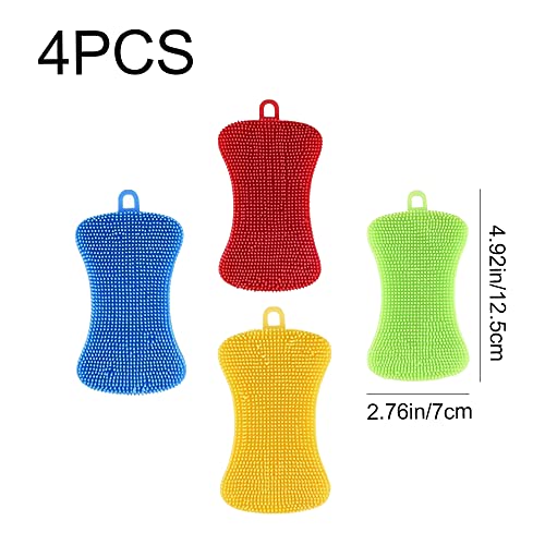 4 Pcs Dish Sponge Kitchen Sponge Double Sided Dish Scrubber Sponge Brush For Dishes Fruit Vegetable #TOP1