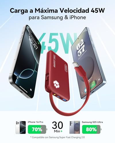 Bateria Externa Carga Rapida INIU 45W con Cable Tipo C Bidireccional 2