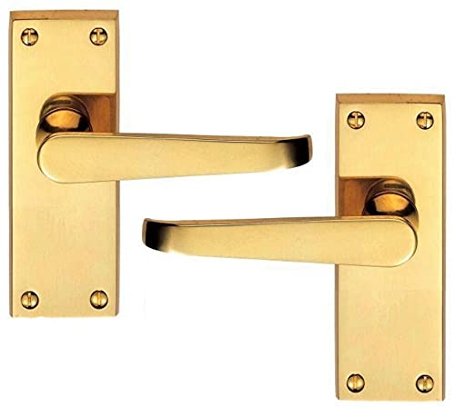 Ironmongery Solutions® Pair of Jovian Straight Lever Latch Door Handles 110x40mm in Polished Brass Finish