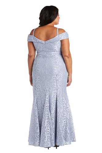 Image of R&M Richards Women's Off The Shoulder Formal Gown - Glitter Lace Mermaid Evening Dress for Wedding Guest & Cocktail Attire