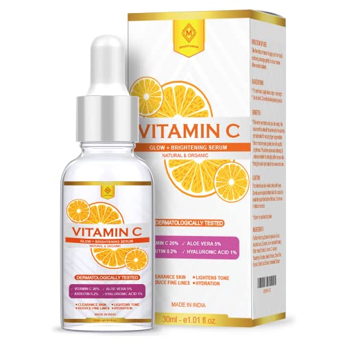 Image of MOUNTAINOR 20% Vitamin C Face serum for Glowing & Brightening Skin for Sensitive skin Women & Men with Alpha Arbutin, Aloe Vera & Hyaluronic Acid. Non-Oily (30 ML)