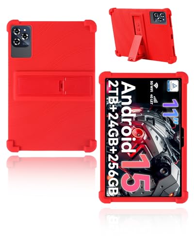 Coque Tabwee W90 11" 2025 enfant antichoc silicone rouge yystao Kids avec pied