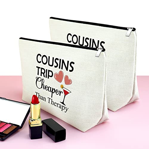 Cousin Makeup Bags for Women 2 Pieces Cousins Trip Gifts Bags Bulk Inspirational Gift for Cousin Gifts from Cousins Funny Gifts for Cousin Cosmetic Bag Female Friendship Weekend Gifts Birthday Gift4
