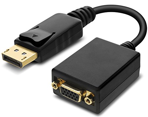 GearIT Gold Plated DisplayPort to VGA Display Adapter (DP Male to VGA Female) 1920x1200 / 1080P Full-HD, Black