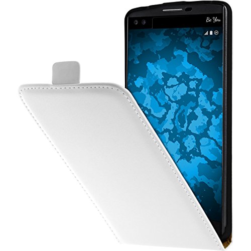 PhoneNatic Kunst-Lederhülle kompatibel mit LG V10 - Flip-Hülle weiß Cover