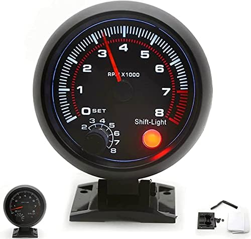 Geevorks 3.75" 12V Tachometer Gauge 0-8000 RPM,RPM Tachometer for Car