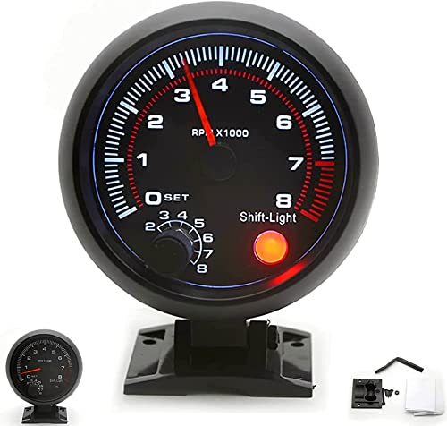 Tacômetro Automotivo Geevorks com Luz de Troca de Marcha 8000 RPM, 95 mm, 12 V – 1 unidade