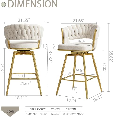 Swivel-Bar-Stools-Set-of-2-Modern-360-Swivel-Bar-Stools-23-inch-Modern-Bar-Chairs-with-Woven-Back-Footrest-Counter-Height-Bar-Stools-for-Kitchen-Island-Cafe-Bar-Wet-Counter Swivel Bar Stools Set of 2 Modern 360 Swivel Bar Stools 23 inch Modern Bar Chairs with Woven Back Footrest Counter Height Bar Stools for Kitchen Island Cafe Bar Wet Counter