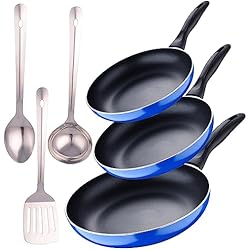 Sartenes Navy Black San Ignacio San Ignacio Set 3pc sarten (16+20+24cm) aluminio prensado, inducción, azul Navy Paradise con Set 3 pc utensilios cocina acero inoxidable