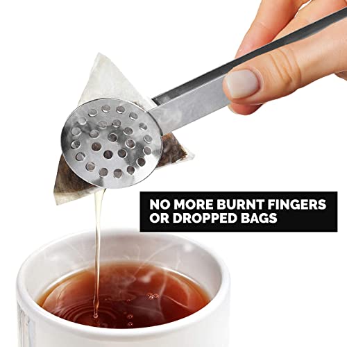 Tea Bag Squeezer 2 Pack Stainless Steel – Tea Tongs & Press Tool for Mugs – No Drips No Mess – Essential Tea Accessory Gift for Tea Lovers