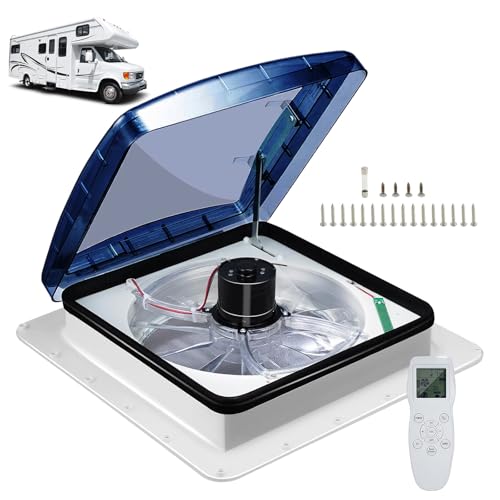 Ventilatore da tetto per roulotte, 12V Ventilatore per Camper, 36cm/40cm ventilazione da tetto con ultra silenzioso,con sensore pioggia, Ventola di scarico reversibile per Camper Caravan,40x40cm