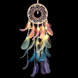 Dream Catcher Wall Decor, Handmade Dream Catcher with LED Light, Colorful Feather Dream Catchers Wall Decor, Dreamcatchers Gift for Girls Kids Women