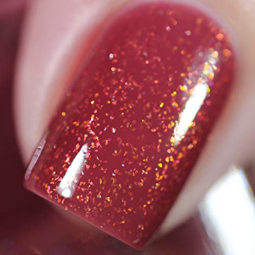 Image of ILNP Cross My Heart - Crisp Rustic Red Holographic Jelly Nail Polish