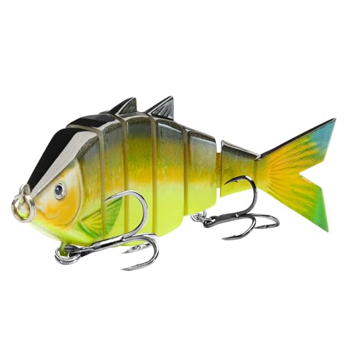 BASSDASH Bone Swimbait Multi Jointed Hard Fishing Lure for Bass Trout Bluegill Pike with Angled Cut Segments 3.7in/0.66oz