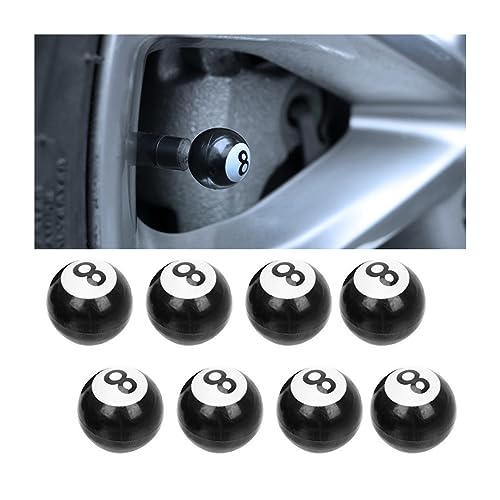 zipelo Tire Valve Stem Caps, 8 Pack Car Valve Stem Covers with Pool 8 Ball Design, Corrosion Resistant Leak-Proof Tire Cap, Universal Auto Exterior Accessories for Trucks Motorcycles SUVs