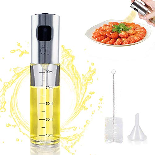 Onebycitess 3PCS Olive Oil Sprayer Mister Set, Food-grade Glass Oil Bottle Oil Mister