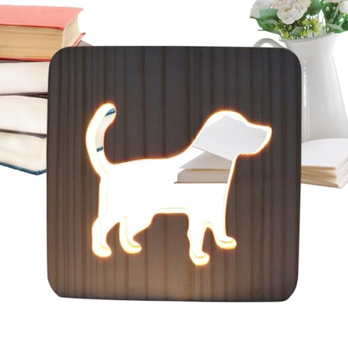 Genérico Lámpara Infantil,Lámpara Decorativa De Madera Con Perro Bonito | Luz Nocturna Pequeña,Para Interior Dormitorio Habitación Infantil Hogar Mesita Noche Estudio Escritorio Escuela Jardín
