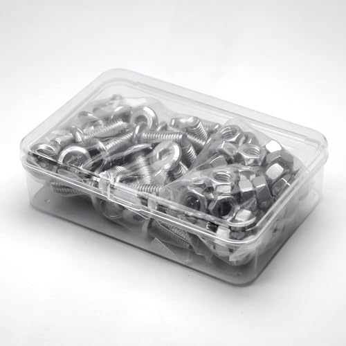 (50 pcs) M5 x 16mm Flat Round Hexagon Socket Head Screws Bolts and Nuts Set 304 Stainless Steel 18-8, Farbe: silber - Image 4