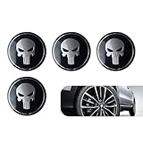 Dogary 4 PCS Car Wheel Hub Center Cap Sticker, Personalized Skull Pattern Stickers, Wheel Center Cover Decals Decoration Replacement Parts, Suitable for Most Car Hub Accessories (Black)