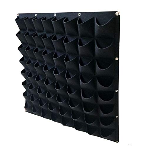 Schwarze Farbe Wandbehang Pflanztaschen 36/72 Taschen Grow Bag Pflanzgefäß Vertikaler Garten Gemüse Living Garden Bag Home Supplies (Color : 64 Pockets 100x100cm)