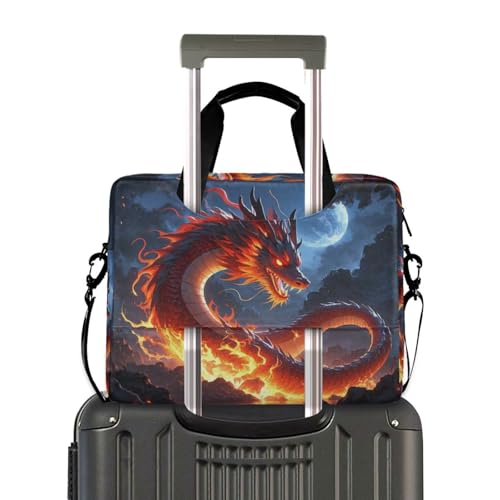 Bolso maletín para laptop 15.6" negro con dragón miniatura 4