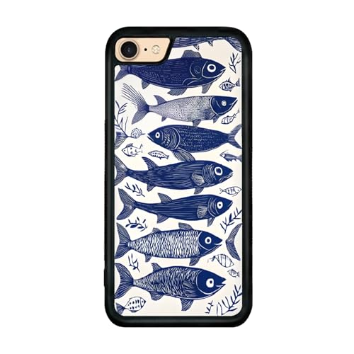 Coque iPhone 7/8/SE motif poisson d'été bleu étui esthétique aux finitions précises