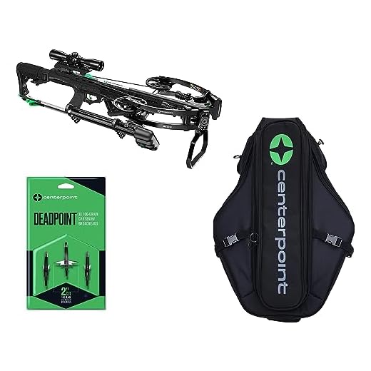 CenterPoint Archery C0007 Wrath 430X Crossbow Including AXCPBH100 DEADPOINT 100-Grain Mechanical Broadhead, 3-Pack and AXCHXBGS Hybrid Crossbow Case for Wrath Crossbow