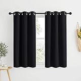 NICETOWN Blackout Bedroom Curtains for Windows 50 inch Long - Solid Thermal Insulated Grommet Light Reducing Black Panels Window Treatment for Kitchen/Cafe (Black, 2 Panels 34 in x 50 in (W x L))